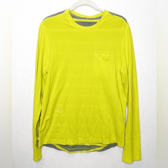Lululemon Vitasea Fabric In Your Element Long Sleeve Bright Yellow Gray Spea - Picture 1 of 4